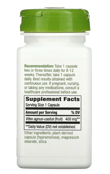 Vitex (Desequilíbrio Hormonal), 400mg, 100 Cápsulas, Nature's Way