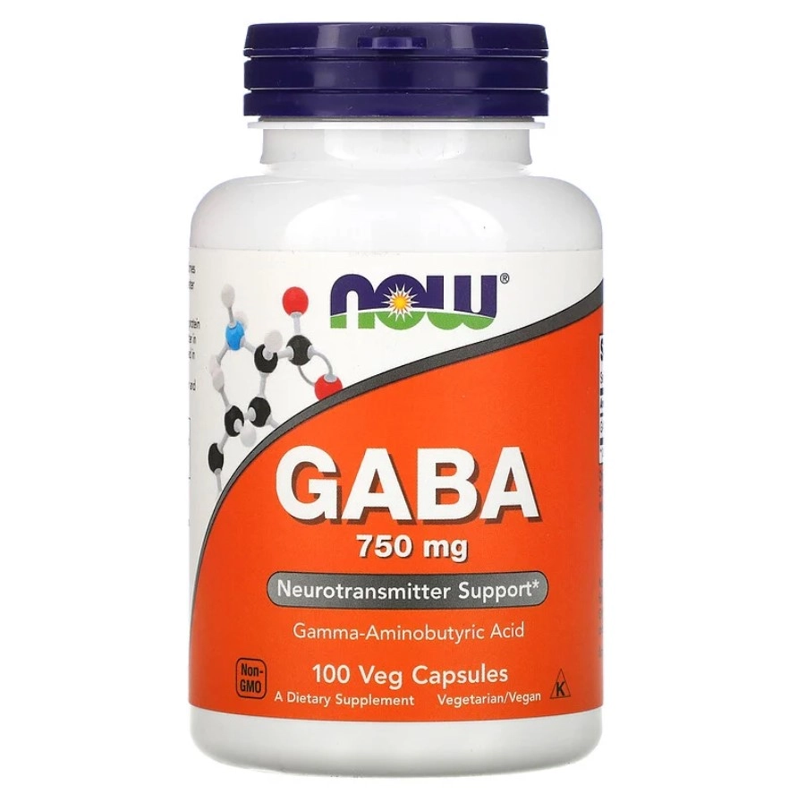 GABA, 750mg, 100 Cápsulas, Now