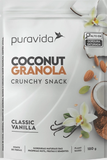 Coconut Granola, Sabor Baunilha, 180g, Puravida