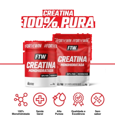 Creatina Monohidratada, 100% Pura, Micronizada, 500g, FTW