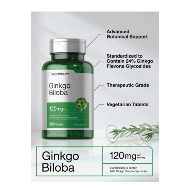 Ginkgo Biloba, 120mg, 240 Cápsulas, Horbaach