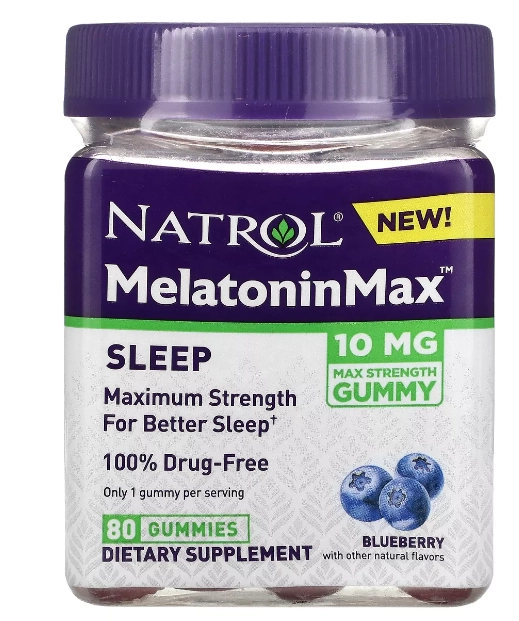 Melatonina Max 10mg, 80 Gomas Sabor Mirtilo, Natrol