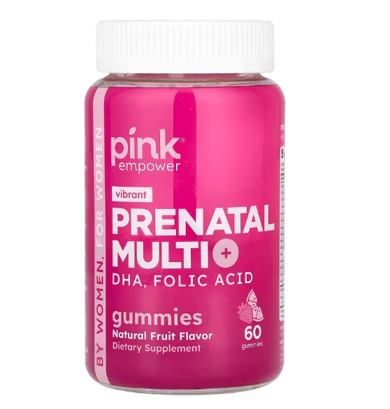 Multivitamínico Pré-Natal + DHA, Ácido Fólico, 60 Gomas Sabor Frutas Naturais, Pink