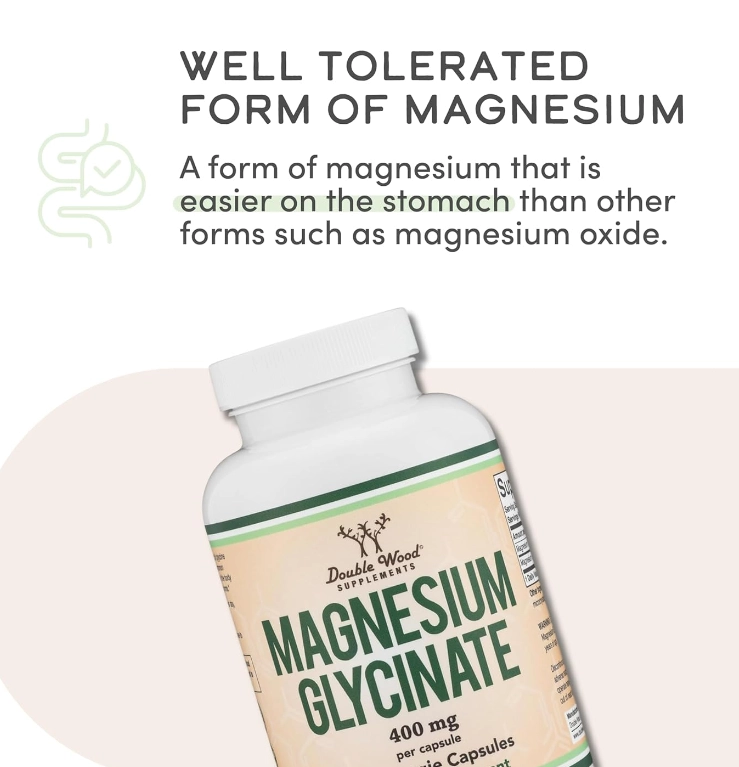Magnésio Glicinato 400mg, 180 Cápsulas, Double Wood
