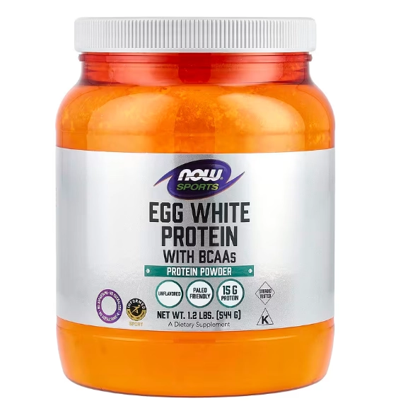 Egg White Protein, Proteína de Clara de Ovo com BCAAs, Sem sabor, 544g, Now