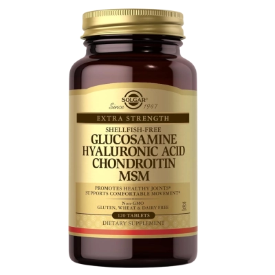 Glucosamina, Condroitina, MSM, Colágeno Tipo II, Ácido Hialurônico, 120 Tablets, Saúde das Articulações, Solgar