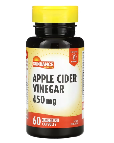 Apple Cider Vinegar, Vinagre de Maçã, 450 mg, 60 Cápsulas, Sundance