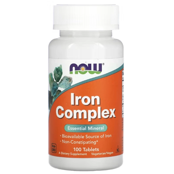 Iron Complex, Ferro, 27mg, 100 Comprimidos, Now