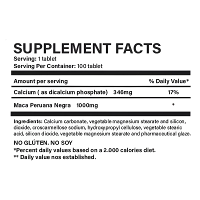 Maca Peruana Black, 1000mg, 100 Comprimidos, NBF Nutrition