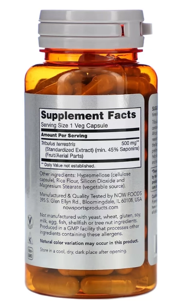 Tribulus Terrestris, 500mg, 100 Cápsulas, Now