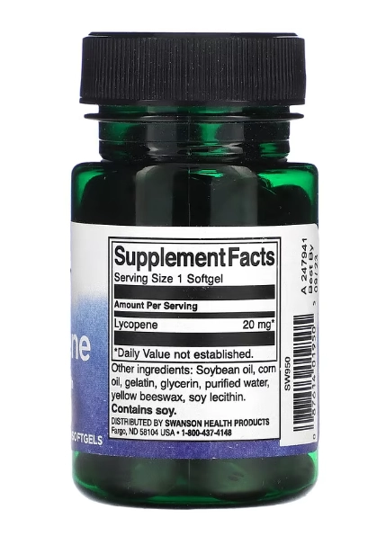 Licopeno, 20mg, 60 Cápsulas, Swanson