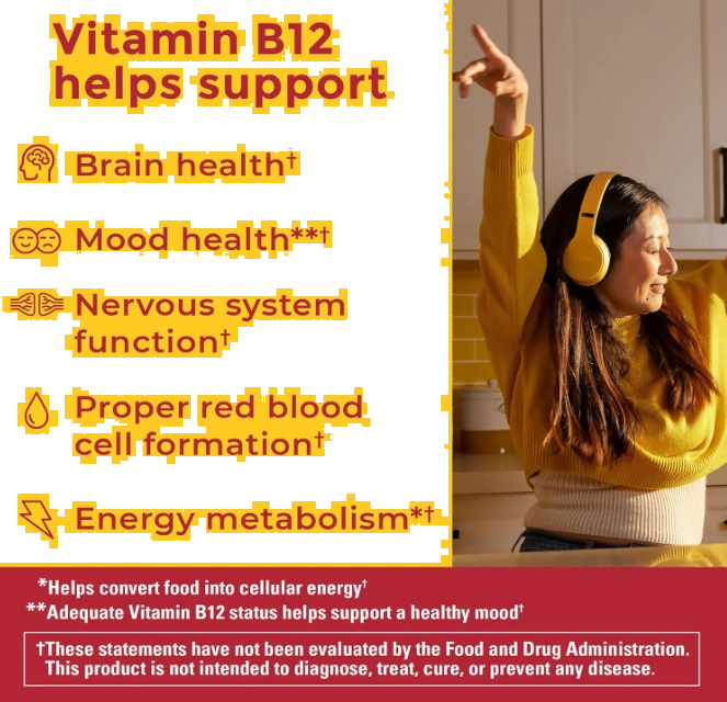 Vitamin B12 1000mcg, 110 Gomas Sabor Framboesa Sem Açúcar, Nature Made