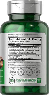 Turmeric (cúrcuma) com Bioperine, 2000mg, 90 cápsulas, Horbaach