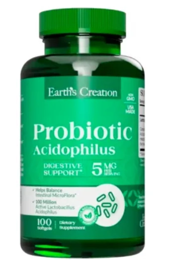 Probiótico Acidophilus, 100 Softgels, Earth's Creation
