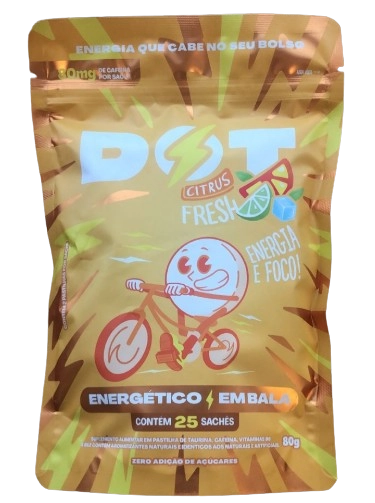 DOT Citrus Fresh, Energia em Bala com Sabor Refrescante de Frutas Cítricas, 25 Sachês