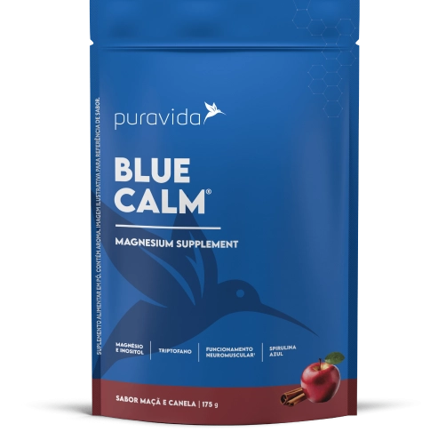 Blue Calm, com Magnésio, Sabor Maçã  e Canela, 175g, Puravida