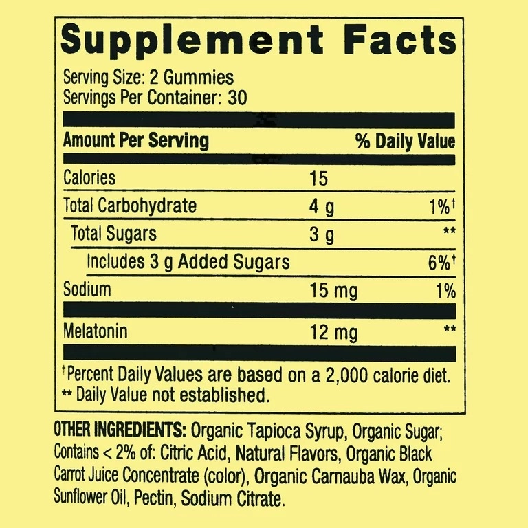 Melatonina 12mg, 60 Gomas, Spring Valley