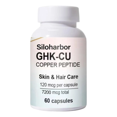 GHK-Cu, 120mcg, Saúde da Pele, Colágeno, Cabelos e Unhas, 60 Cápsulas, Siloharbor