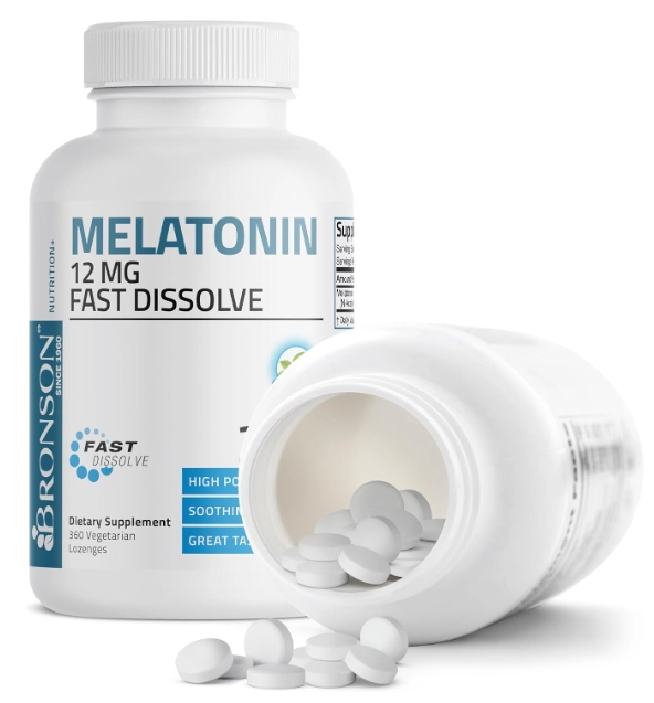 Melatonina 12mg, 360 Comprimidos Sublinguais Sabor Menta, Bronson