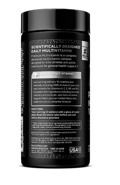 Multivitamínico Platinum, 60 Comprimidos, Muscletech