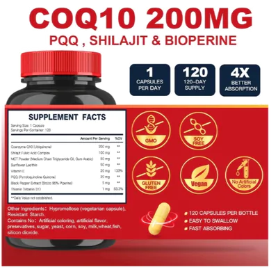 Coenzima CoQ10 200mg com PQQ, 120 Cápsulas, Dr Foster