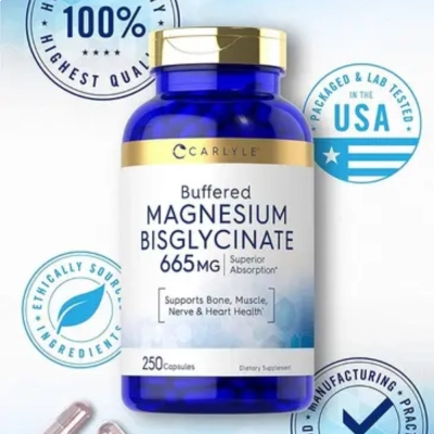 Magnésio Bisglicinato 665mg, Relaxamento, Qualidade do Sono e Equilíbrio Diário, 250 Cápsulas, Carlyle