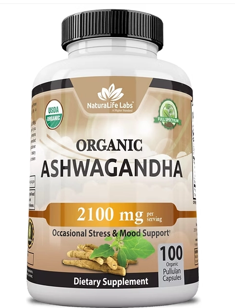 Ashwagandha Orgânica 2100mg, 100 Cápsulas, NaturaLife Labs