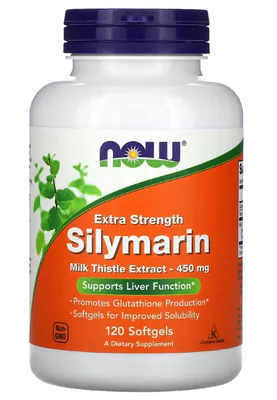 Silymarin, Potência Extra, 450 mg, 120 Cápsulas, Now