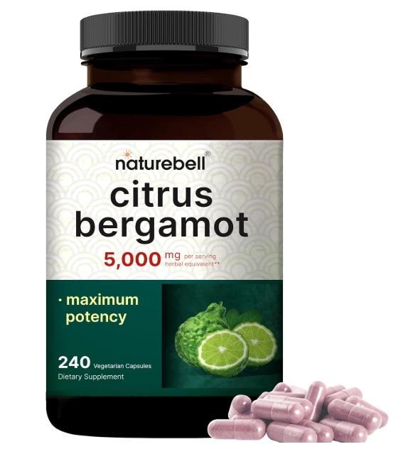 Citrus Bergamot 5000mg, Bergamota cítrica, Antioxidante, 240 Cápsulas, NatureBell