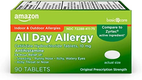 All Day Allergy, 10mg, dicloridrato de cetirizina, anti-histamínico, 90 comprimidos, Amazon