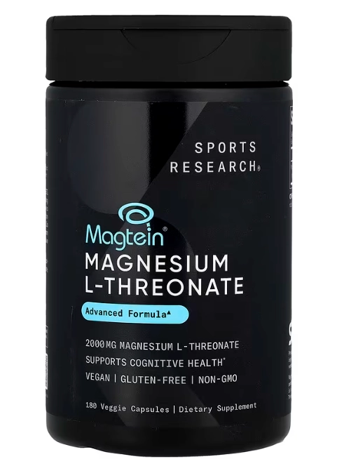 Magtein Magnésio L-Treonato 2000mg, 180 Cápsulas, Sports Research