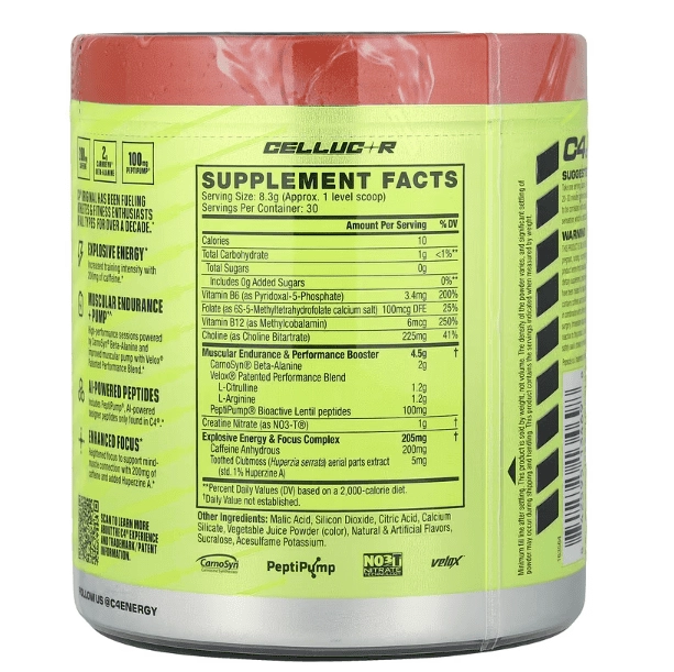 Pré Treino C4 Original, Cherry Popsicle, 249g, Cellucor
