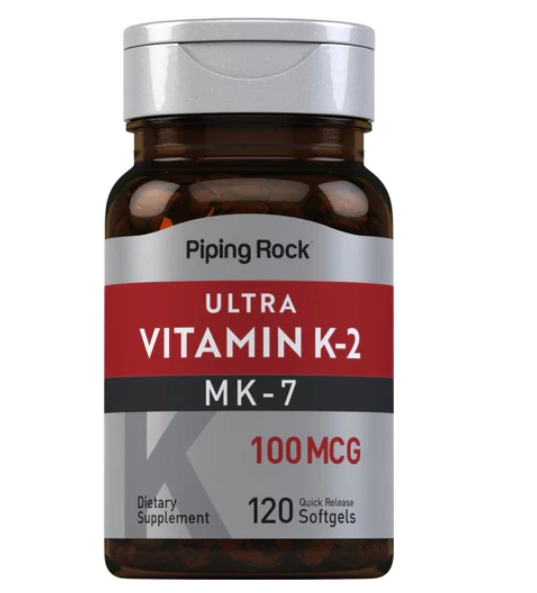 Ultra Vitamina K-2 com MK-7 100mcg, 120 Cápsulas, PipingRock