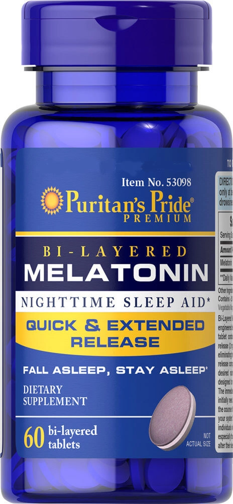Melatonina, 5mg Bi-layered - dupla liberação 60 comprimidos Puritan's Pride