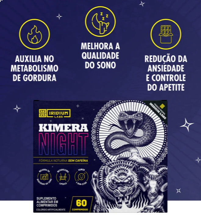 Kimera Night,  Redução da Ansiedade e Controle do Apetite, 60 Comprimidos, Iridium Labs