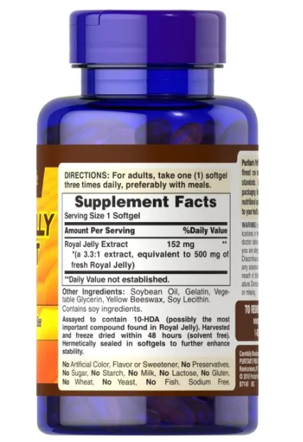 Royal Jelly 500mg, 120 Cápsulas, Puritan's Pride