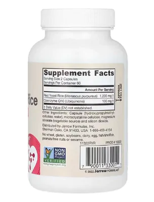 Arroz de Levedura Vermelha, Red Yeast Rice Vegano , Com CoQ10, 120 Cápsulas, Jarrow Formulas