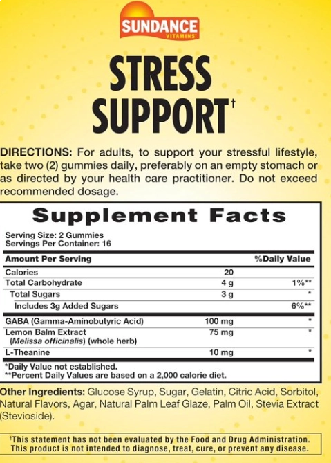 Stress Support Com GABA e Lemon Balm, 32 Gomas Sabor limão e morango, Sundance