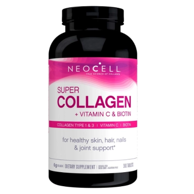 Super Collagen, Colágeno Tipo I e III com Vitamina C e Biotina, 360 Comprimidos, Neocell