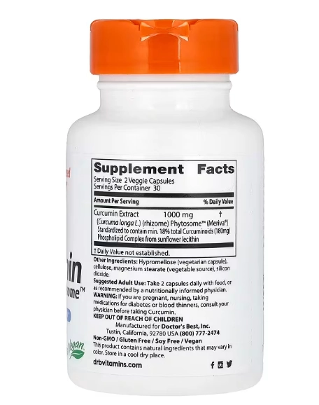 Fitossoma de Curcumina, 500mg, 60 Cápsulas, Doctor's Best
