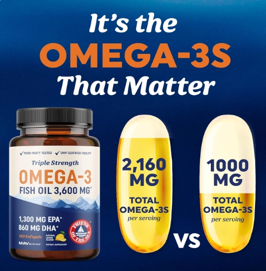 Ômega 3, Fish Oil 3600mg, EPA 1300mg  DHA 860mg, 180 Cápsulas, Mav Nutrition