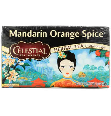 Chá de Ervas Sem Cafeína, Tempero de Tangerina Mandarim, 20 saquinhos, 55g, Celestial Seasonings