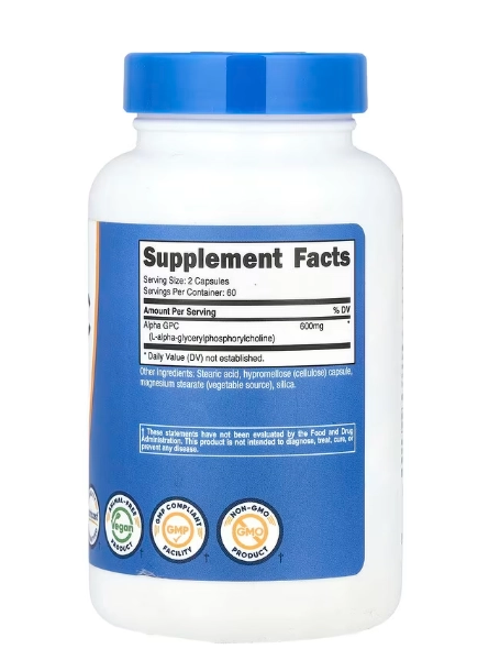 Alpha GPC, 600mg, 120 cápsulas, Nutricost