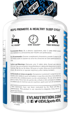 Melatonina 5mg, 100 comprimidos, Evlution Nutrition