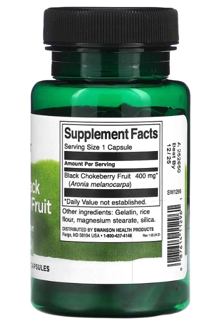 Aronia Black Chokeberry 400mg, 60 Cápsulas, Swanson