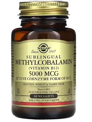Vitamina B12 Metilcobalamina , 5000mcg, 60 Nuggets Sublingual, Solgar