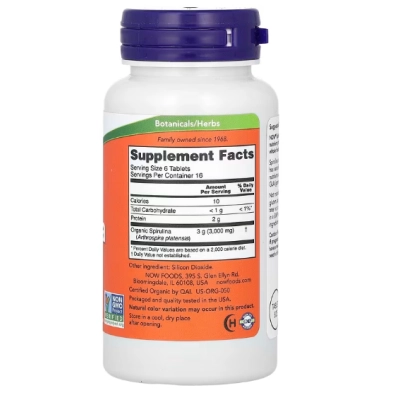Spirulina, 500mg, 100 Tablets, Now