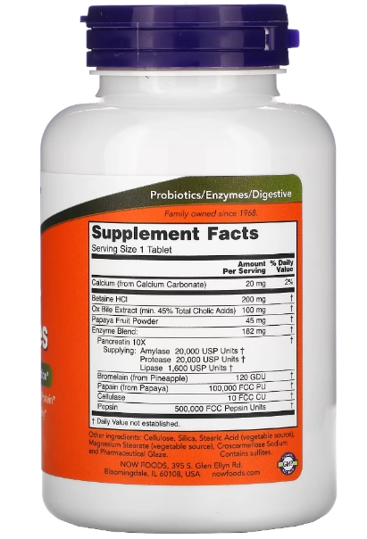 Superenzimas, 182mg, 180 Comprimidos, Now
