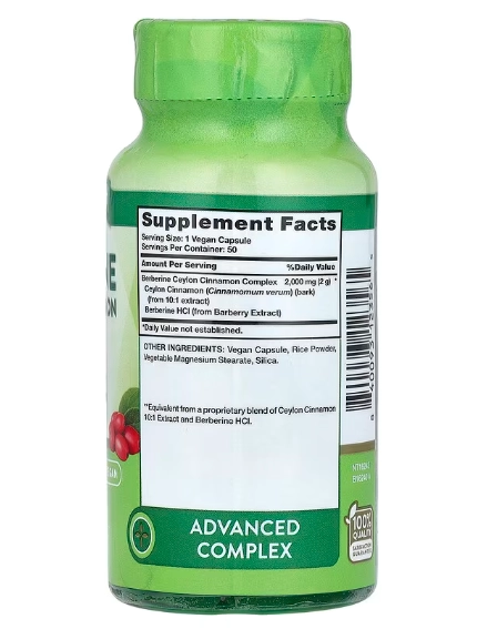 Berberina Ceilão Canela Complex, 2000mg, 50 Cápsulas, Nature's Truth