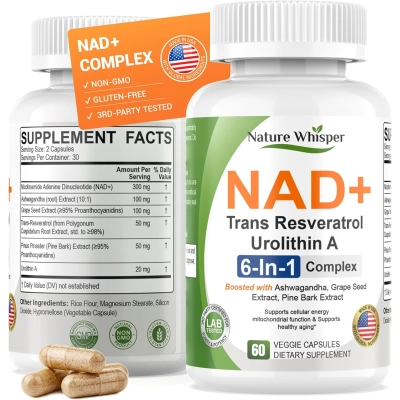NAD+ Supplement, 620mg, 60 Cápsulas, Nature Whisper